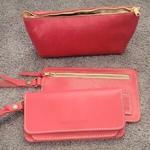 Portland Leather Tulip Lily Clutch Wallet, Envelope With Zipper, and Make-Up Set